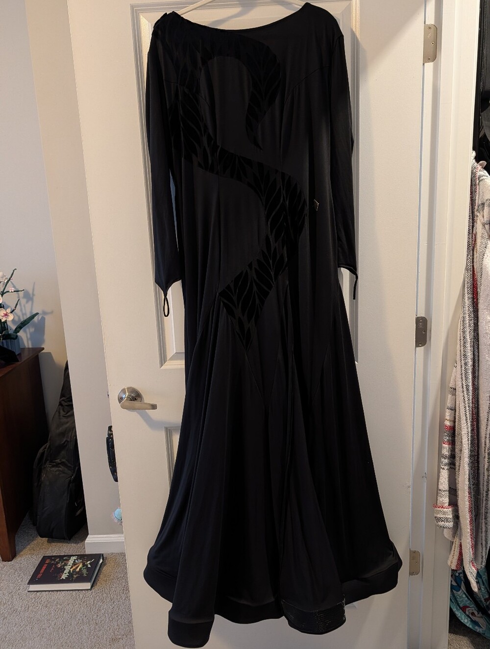 Black Long Sleeve Evening Smooth Ballroom Dress
